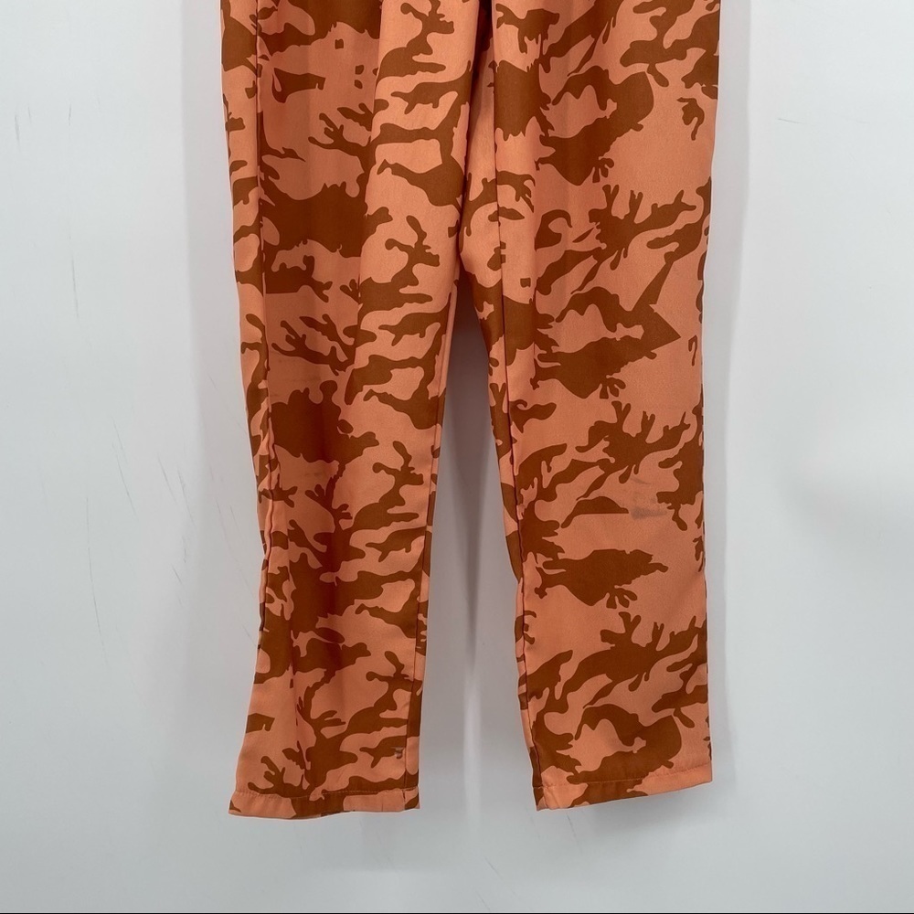 Burnt Orange Camo Print High Rise Cigarette Pants - Picture 7 of 12